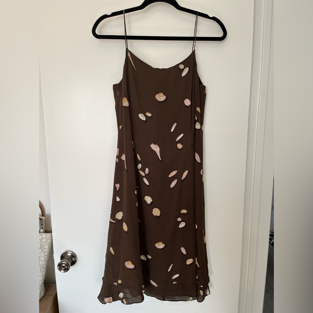 W by Worth vintage 100% silk brown sleeveless summer dress